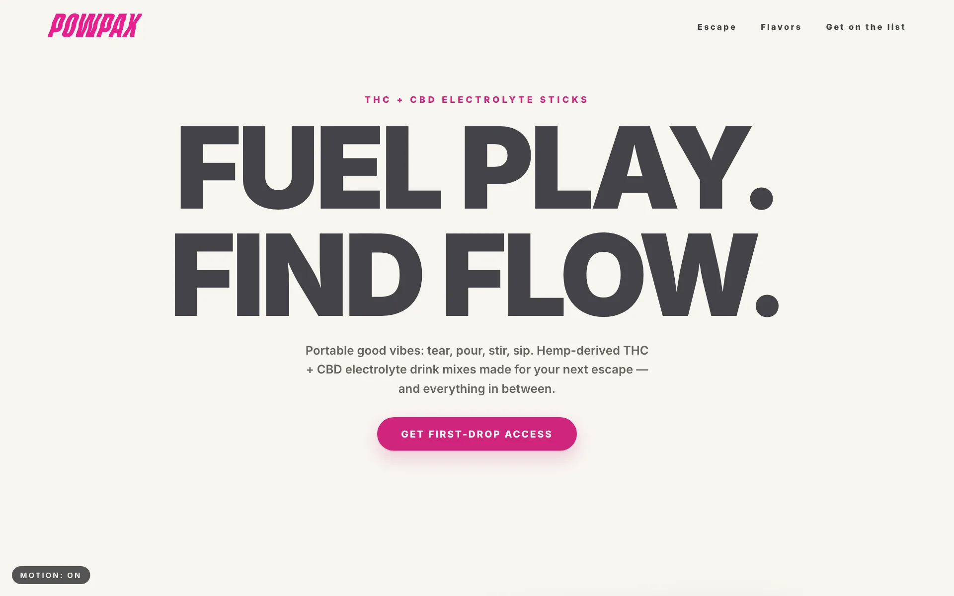 POWPAX website homepage, designed and built by Ethan Builds